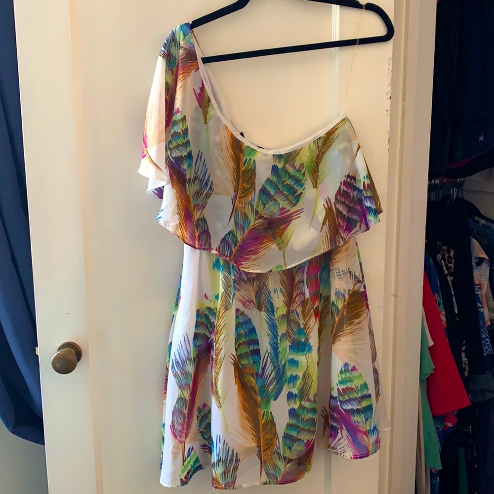 One shoulder colorful dress